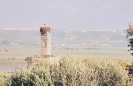 Nistender Storch auf einem Minarett in der Totenstadt