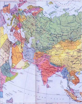 Landkarte von Europa bis Südostasien
